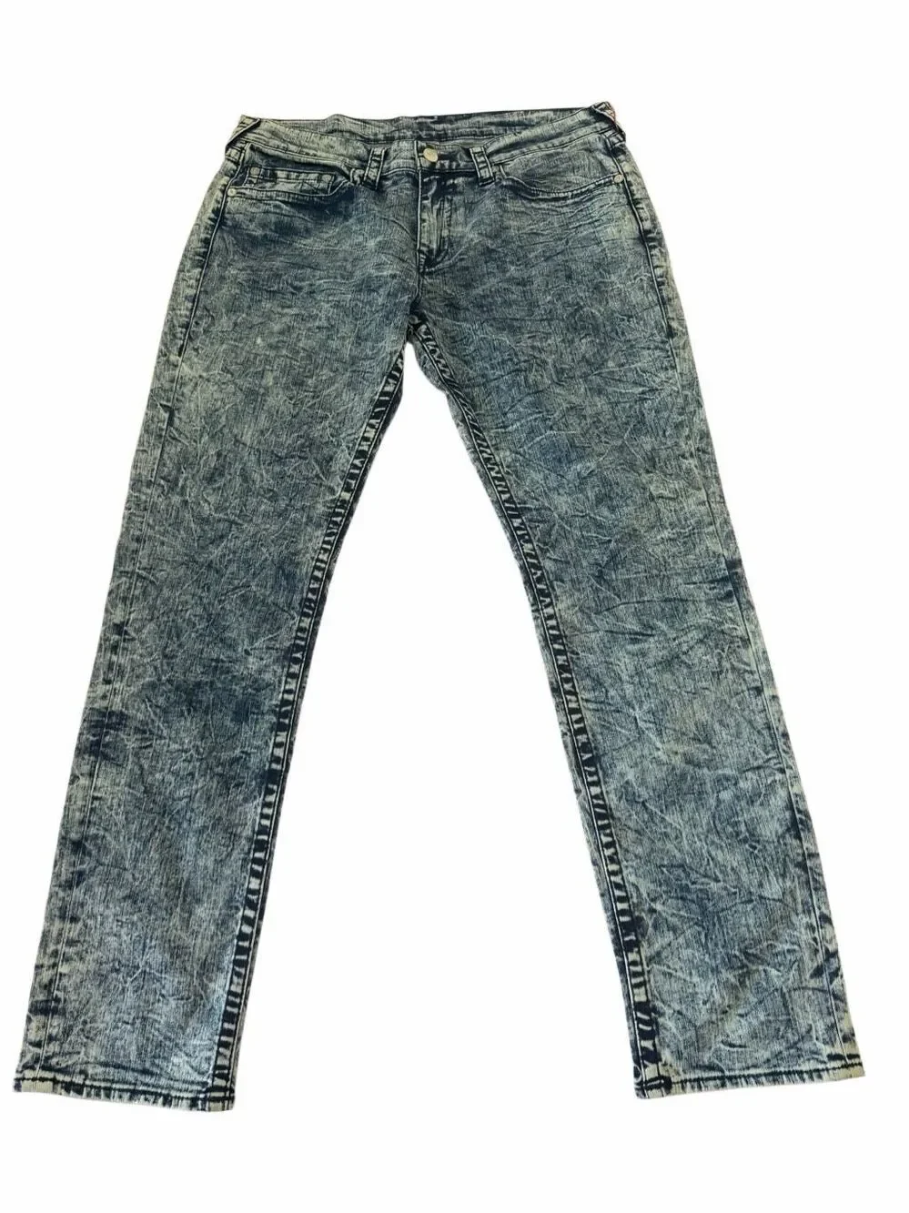 NWT True Religion Brand World Tour Acid Wash Skinny Jeans Mens Size 38